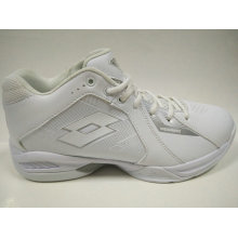 Men′s White PU Sports Basketball Shoes